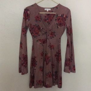 Mauve Floral Key Hole Dress